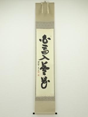 大徳寺戸田実山筆　「白馬入蘆花」一行書　肉筆紙本掛軸（共箱）